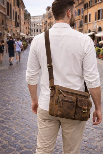 Vantoro Marrone Utility – Prémium olasz valódi bőr férfi övtáska / crossbody