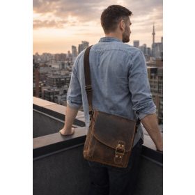   Vantoro Marrone Classic XL – Prémium olasz valódi bőr férfi oldaltáska