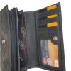 Agaton fekete női bőr pénztárca nyomott mintás RFID védelem