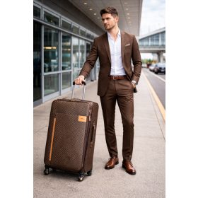   American barna bőrönd L-es méret 4 kerekű puhafedeles 76 cm
