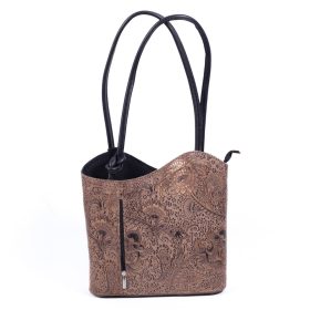 Genova arany púder valódi bőr női táska Olasz virágos