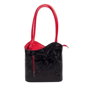 Rimini piros fekete valódi bőr női táska Olasz váll