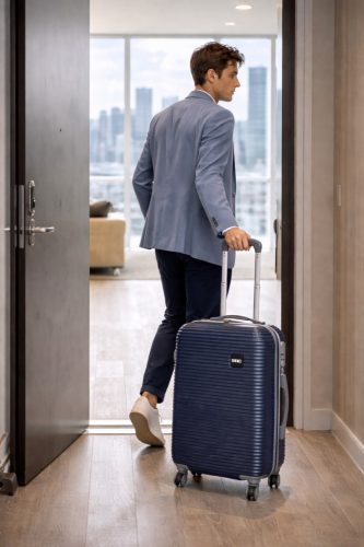 Brock nagy bőrönd L-es kék 72 cm keményfalú