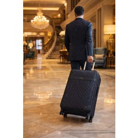   Business fekete bőrönd L-es méret 78 cm puhafalú 4 kerekes