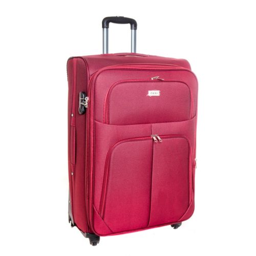 Design bordó bőrönd 72 cm puhafalú 4 kerekű nagyméretű L-es