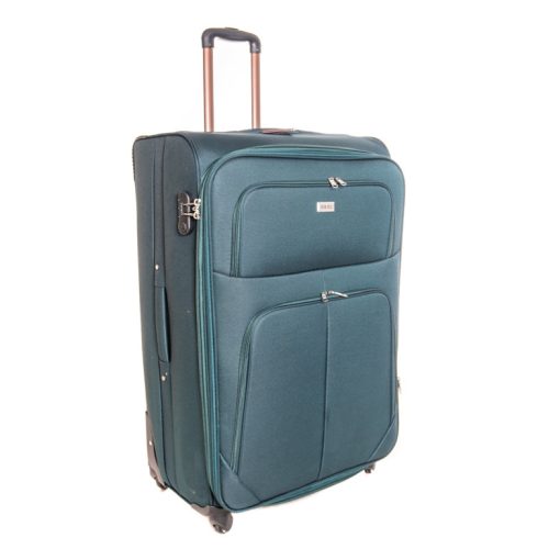 Divine kék bőrönd közepes méret M-es spinner 4 kerekű 62 cm