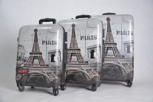 Egretta 3 db-os bőrönd szett ABS Eiffel Torony mintás