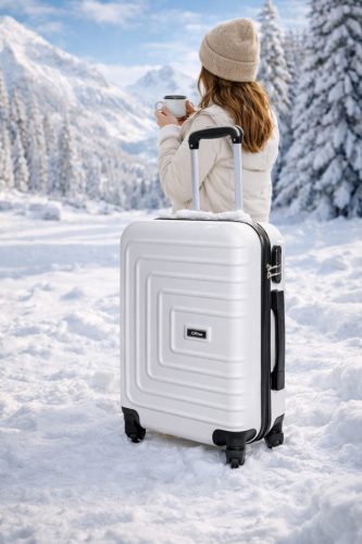 Hóbagoly fehér kabin bőrönd Wizzair 55 x 40 x 20 cm keményfalú