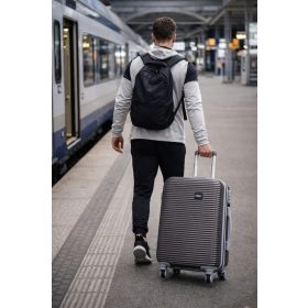 Kadarka szürke bőrönd közepes méret ABS 4 kerekű 62 cm