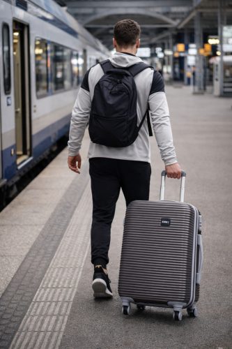 Kadarka szürke bőrönd közepes méret ABS 4 kerekű 62 cm