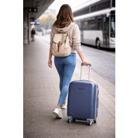 Kenguru kék bőrönd keményfalú 4 kerekes közepes 62 cm