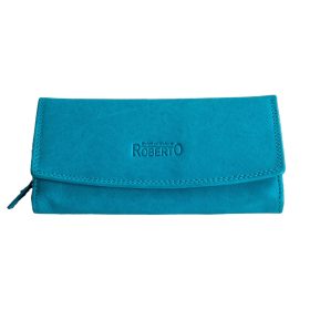 Orb valódi bőr női pénztárca kék RFID védelemmel