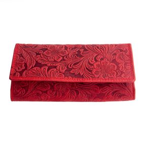 Calbe valódi bőr női pénztárca piros RFID védelemmel