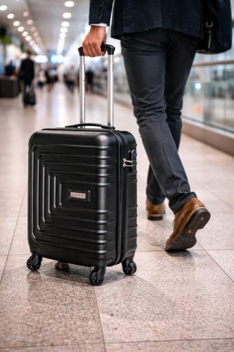 Pauling fekete bőrönd közepes ABS 62 x 45 x 28 cm