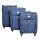 Tetrax kék bőrönd szett 3 részes puhafalú spinner
